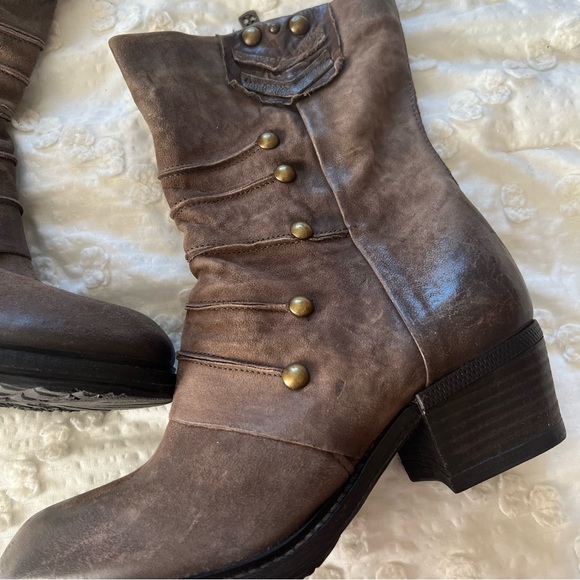 A.S.98 Military Dress Style Boots in Stone Leather Side Zip Women's 38 (US 7.5) - Picture 2 of 16